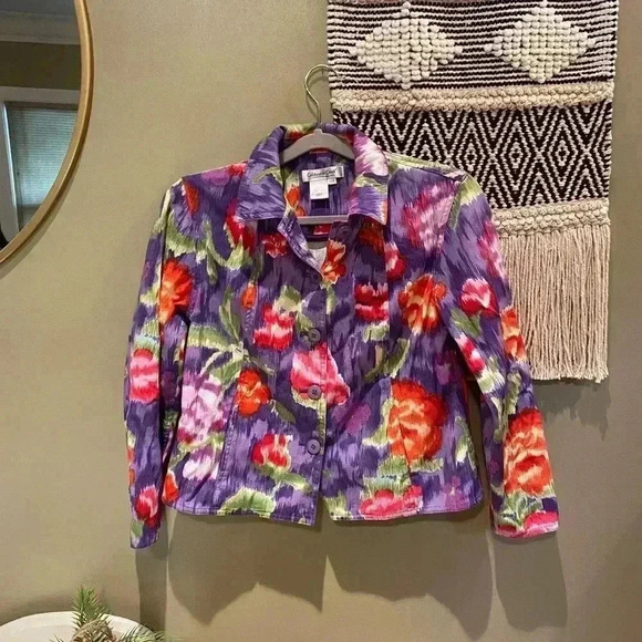 COLDWATER CREEK VINTAGE FLORAL BLAZER PXS - Picture 1 of 4